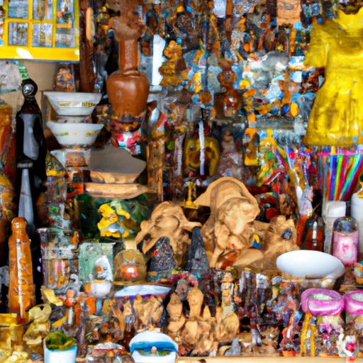 Cửa hàng bày bán đủ loại đồ dùng để đi thăm chùa ở Nha Trang