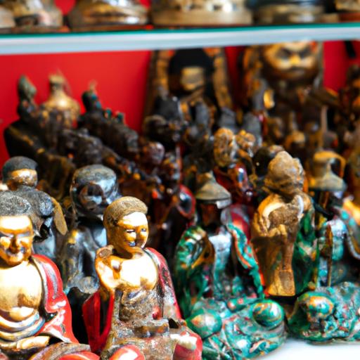 Gần cận các tượng Phật tinh xảo trong cửa hàng