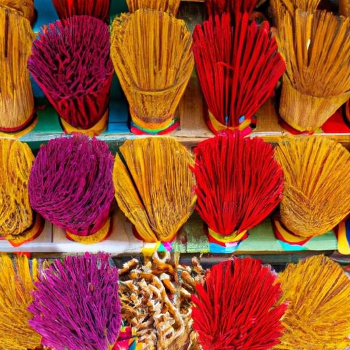 Hương và nến đầy màu sắc tại cửa hàng đồ lam đi chùa ở Đà Nẵng