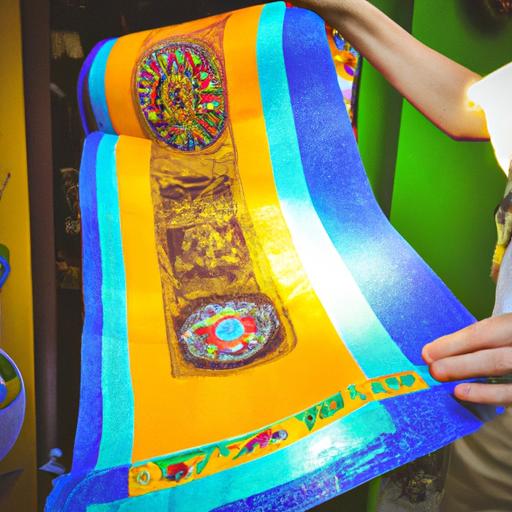 Khách hàng cầm lá cờ Phật truyền thống đã mua từ cửa hàng ở Đà Nẵng